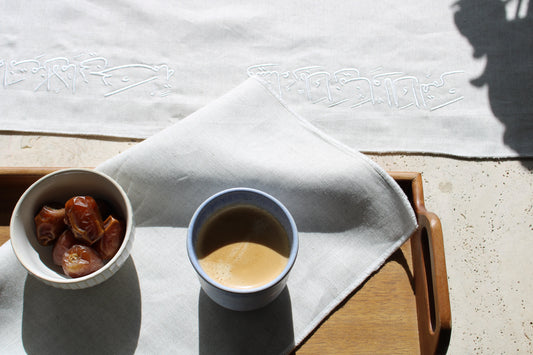 Linen Table Runner with unique Arabic calligraphy