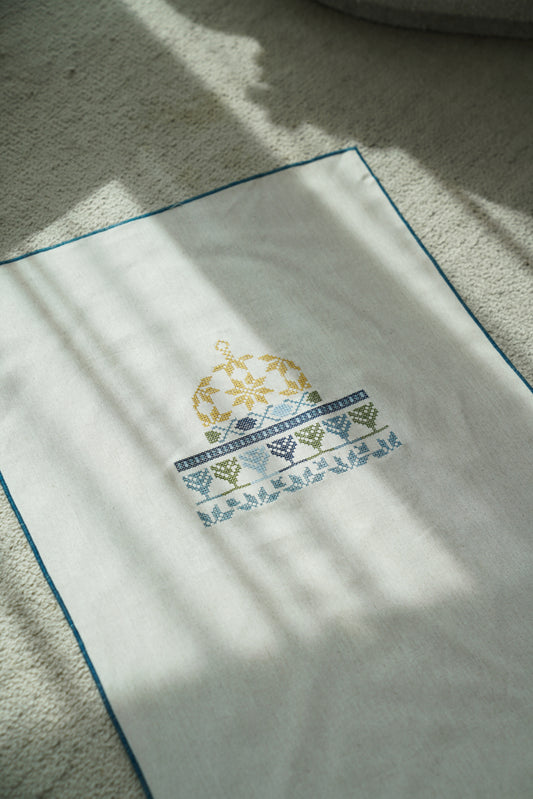 Beige Prayer Mat with Palestinian Embroidery